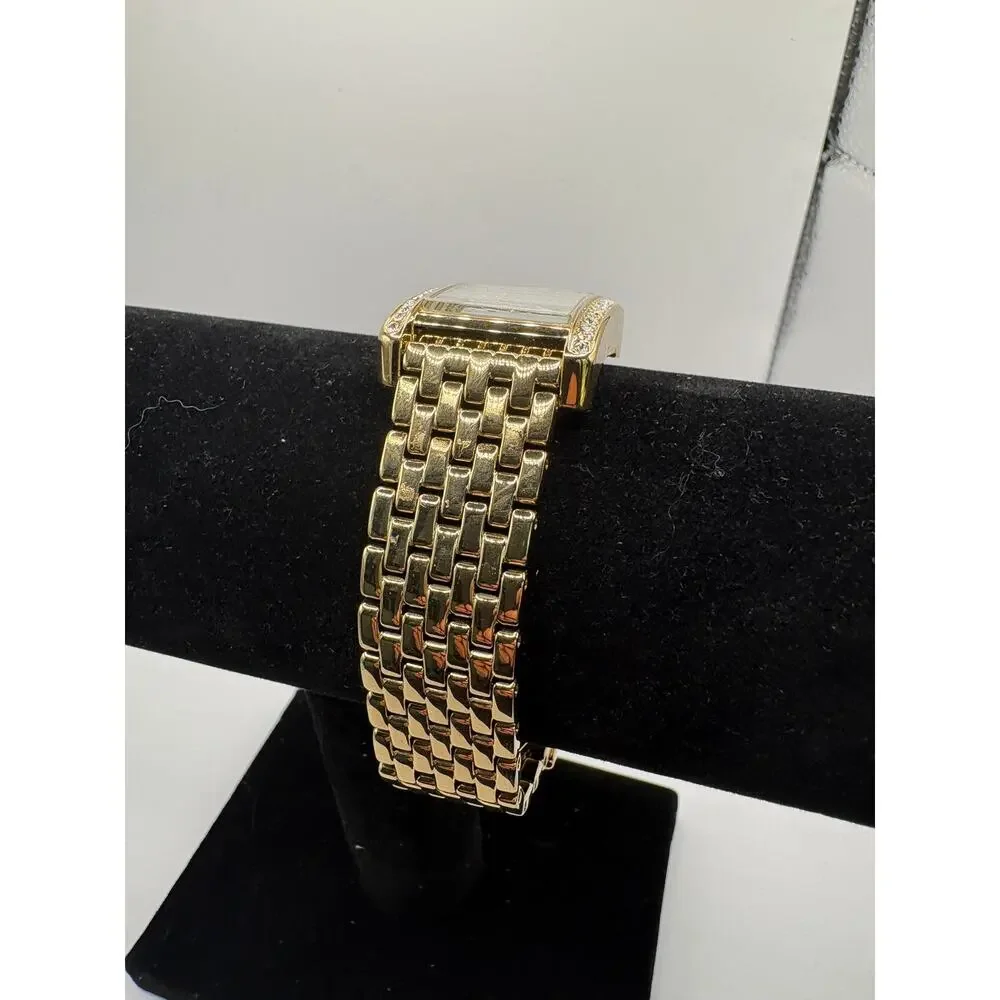 Tory Burch Women Watch Gold Crystal Bezel Mop Dial Rectangular Bracelet Nwt Gold